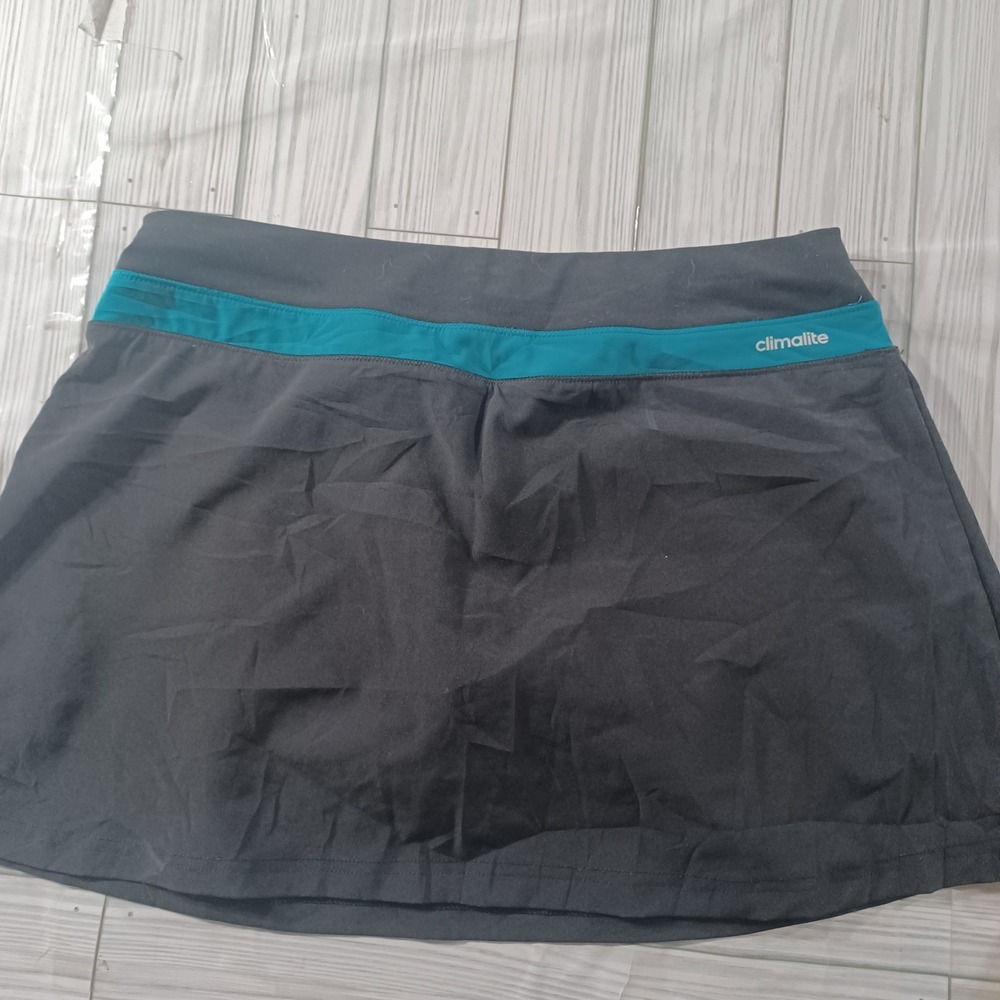 Adidas Climalite Skort Womens Small Gray Teal Yellow Tennis Golf Athletic Skirt